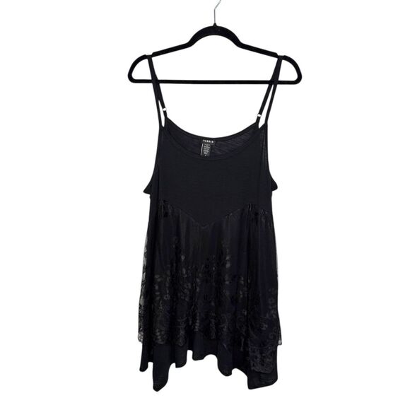 Torrid Women’s 1X Babydoll Cami Tank Top Black Flutter Lace Goth Whimsigoth - Picture 1 of 4